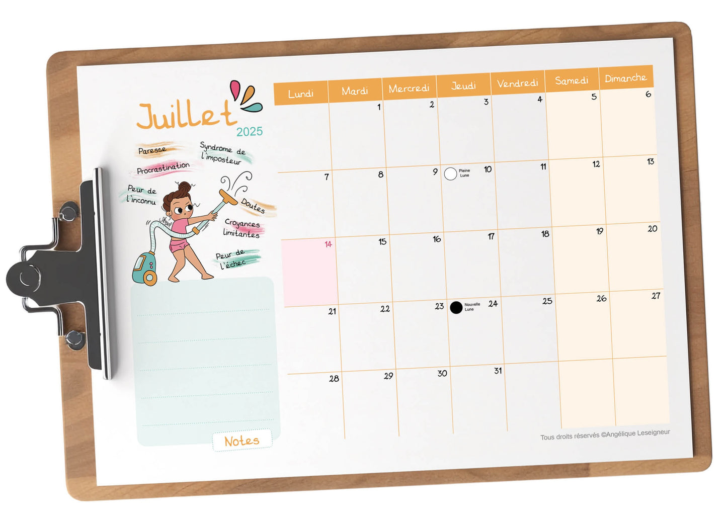 Calendrier 2025 à imprimer