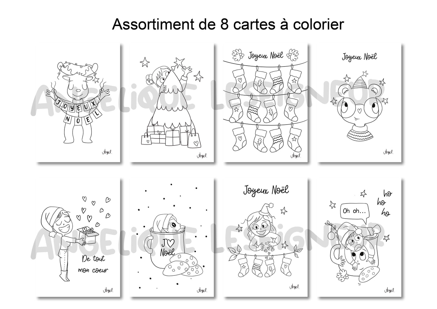 Lot de 8 cartes à colorier