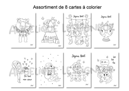 Lot de 8 cartes à colorier